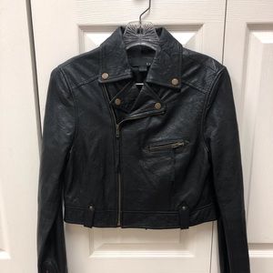 Cropped leather jacket